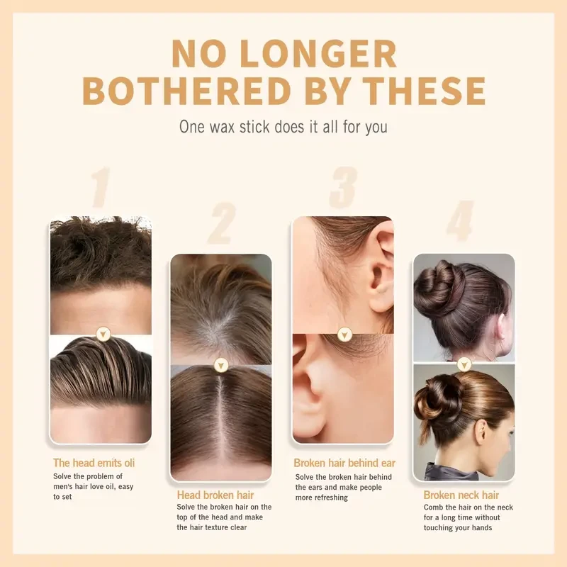 4pcs Hair Wax Stick Set, Smooth Brush Kit for Flyaways and Wigs