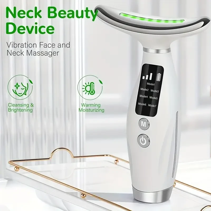 Rechargeable Facial & Neck Skincare Beauty Device with Vibrating Heating Massage