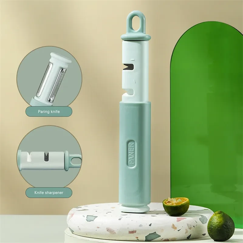 3 In 1 Paring Skin Peeler Vegetable Friut Peeler Tool For Kitchen Easy Wash 120rotation Hanging Multifunctional Knife Sharpener