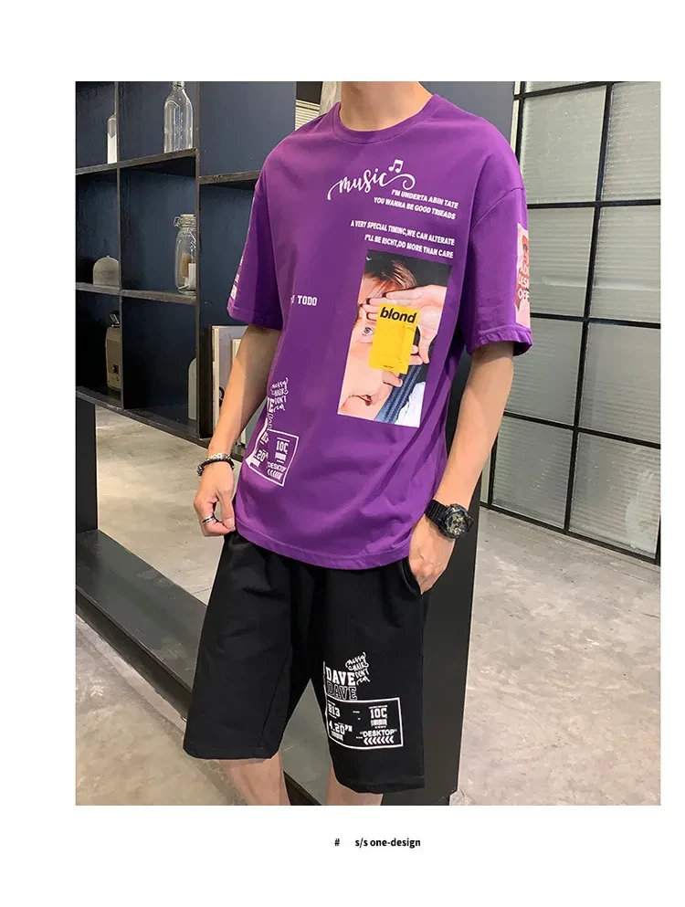 Short sleeve t-shirt men's suit summer