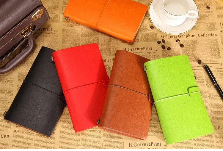 Vintage travelers notebook leather journal book A6