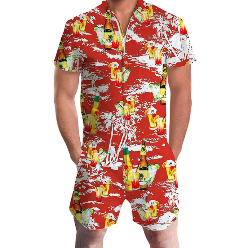 Summer short-sleeve jumpsuit Hawaiian Drink