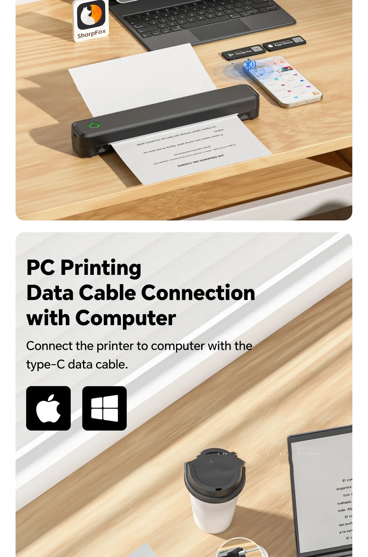 Thermal Printer Home Office Can Connect To Mobile Phone