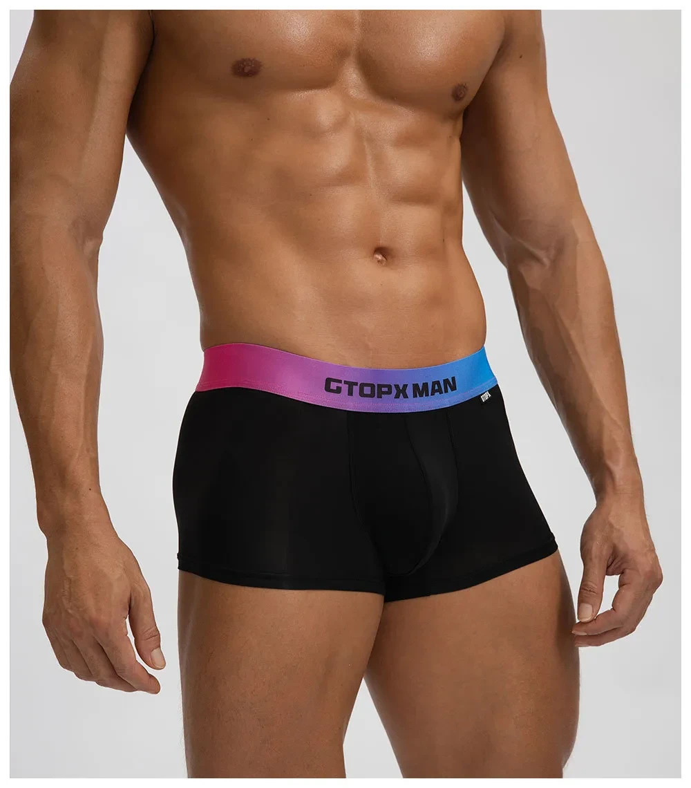 Men's Ice Silk U Convex Low Waist Thin Summer Gradient Boxers