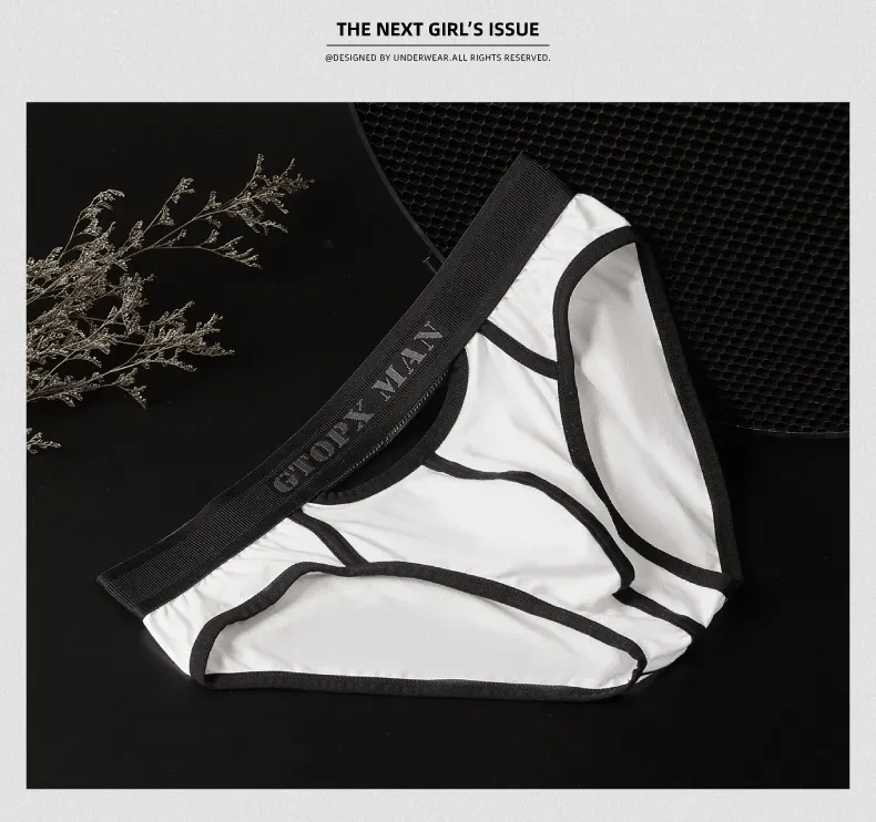 Men's Low Waist Skylight Front And Rear Opening Sexy Briefs