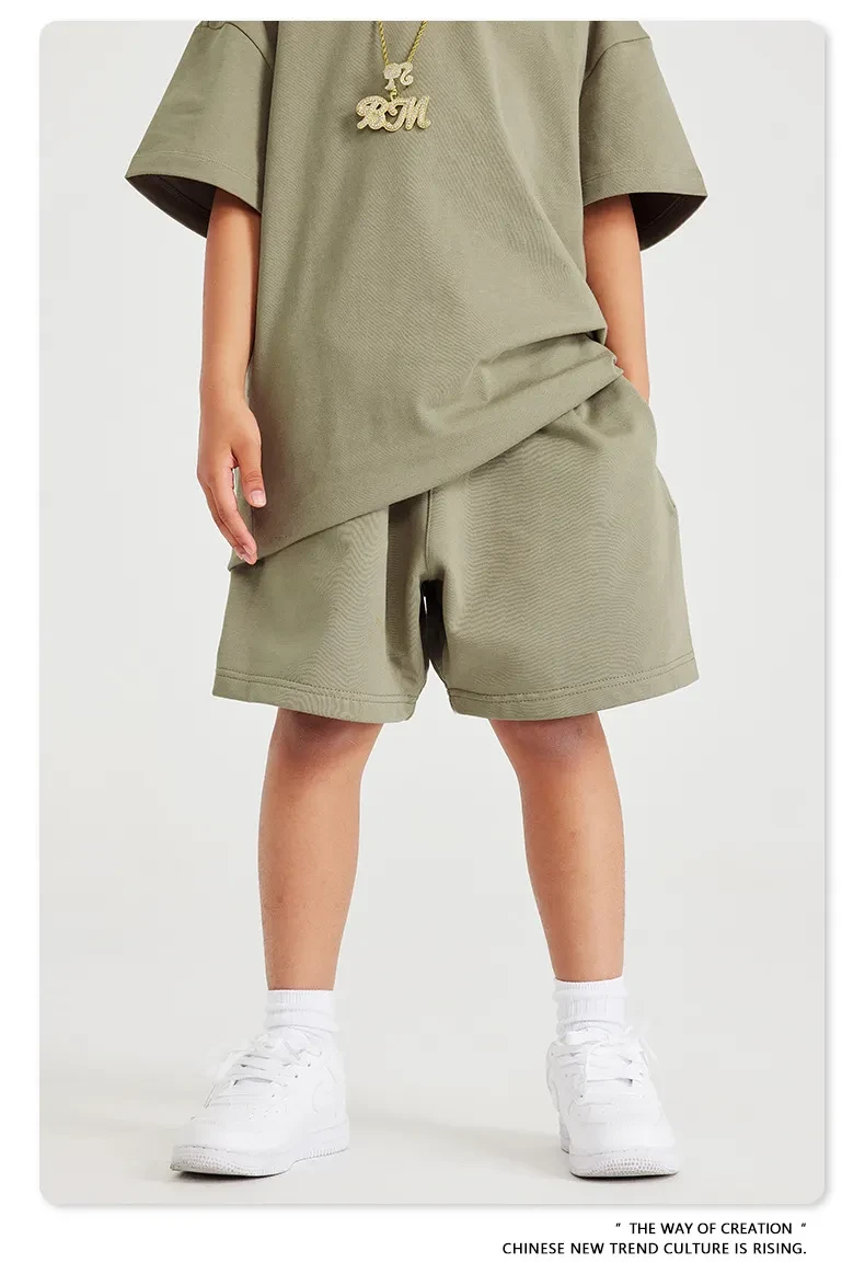 Earth Color Basic Style Medium And Large Children's Cotton Shorts