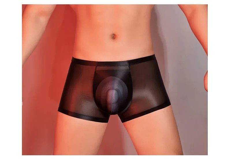 Oil Glossy U Convex Ultra-thin Transparent Men's Comfortable Stretch Shorts