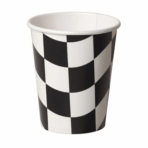 Black & White Checkered Cups Hot/Cold - Pack of 8