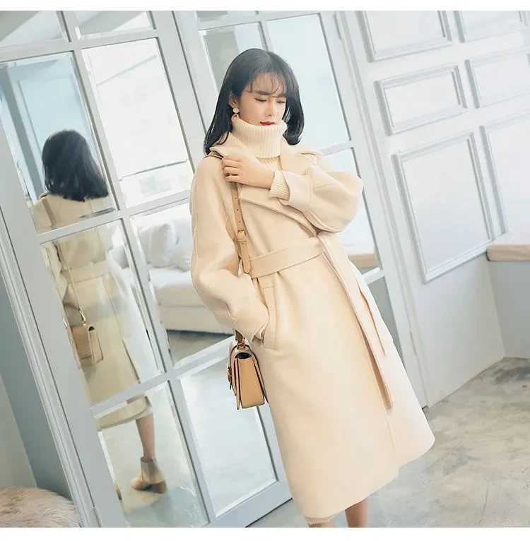 Autumn And Winter Woolen Coat Women's Korean-style Thickened Cinched