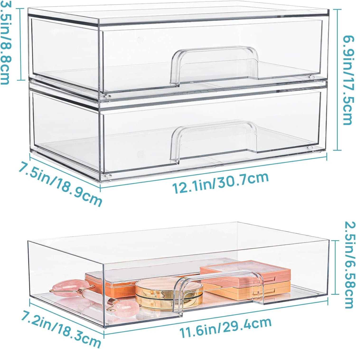Stackable Containers with Drawers