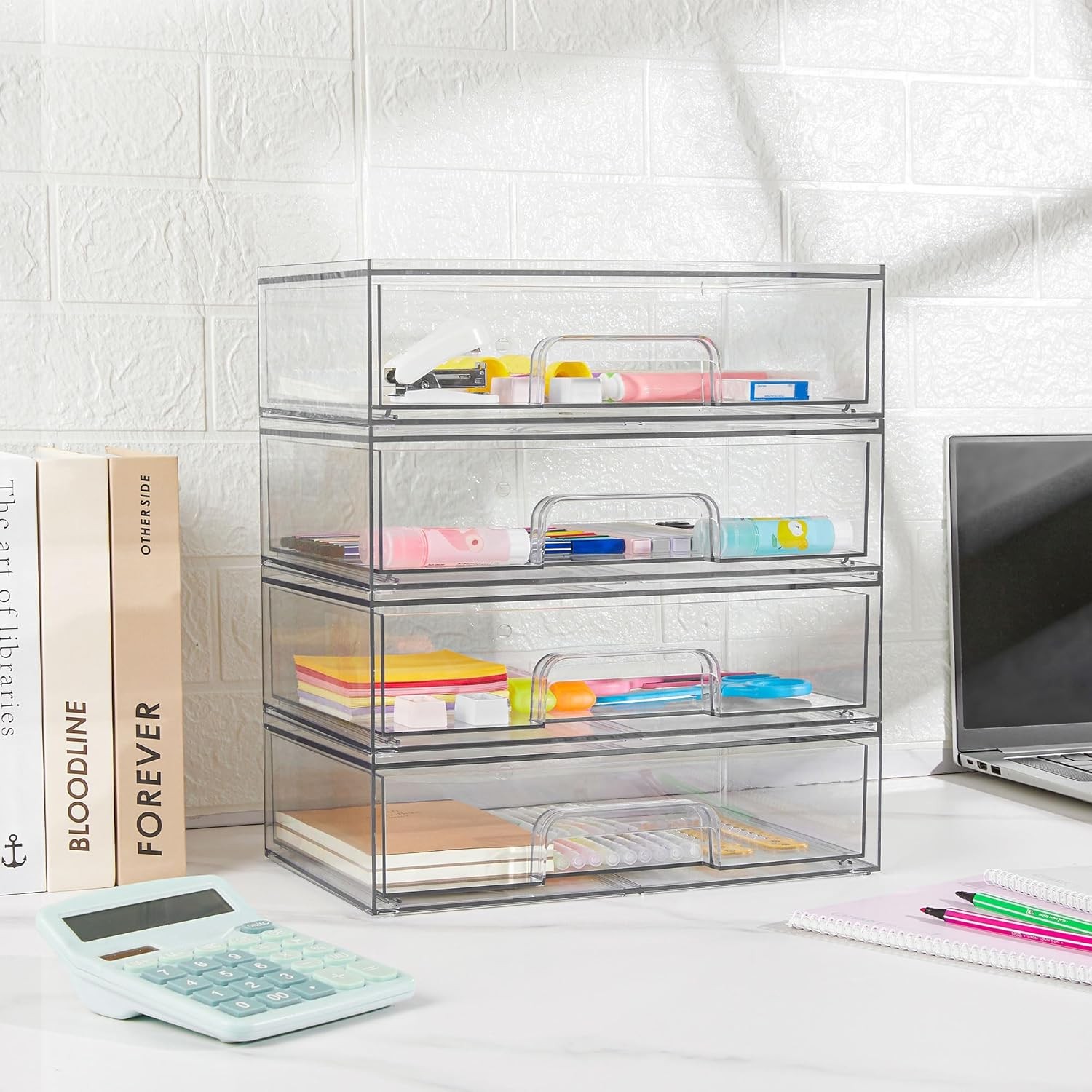 Stackable Containers with Drawers