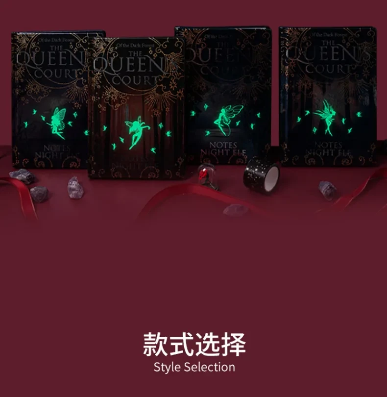 Retro Luminous A5 Notebooks Night Elves,Hardcover Fluorescence Full Color Illustrated Notepad,128 Sheets Book,Office Study Diary