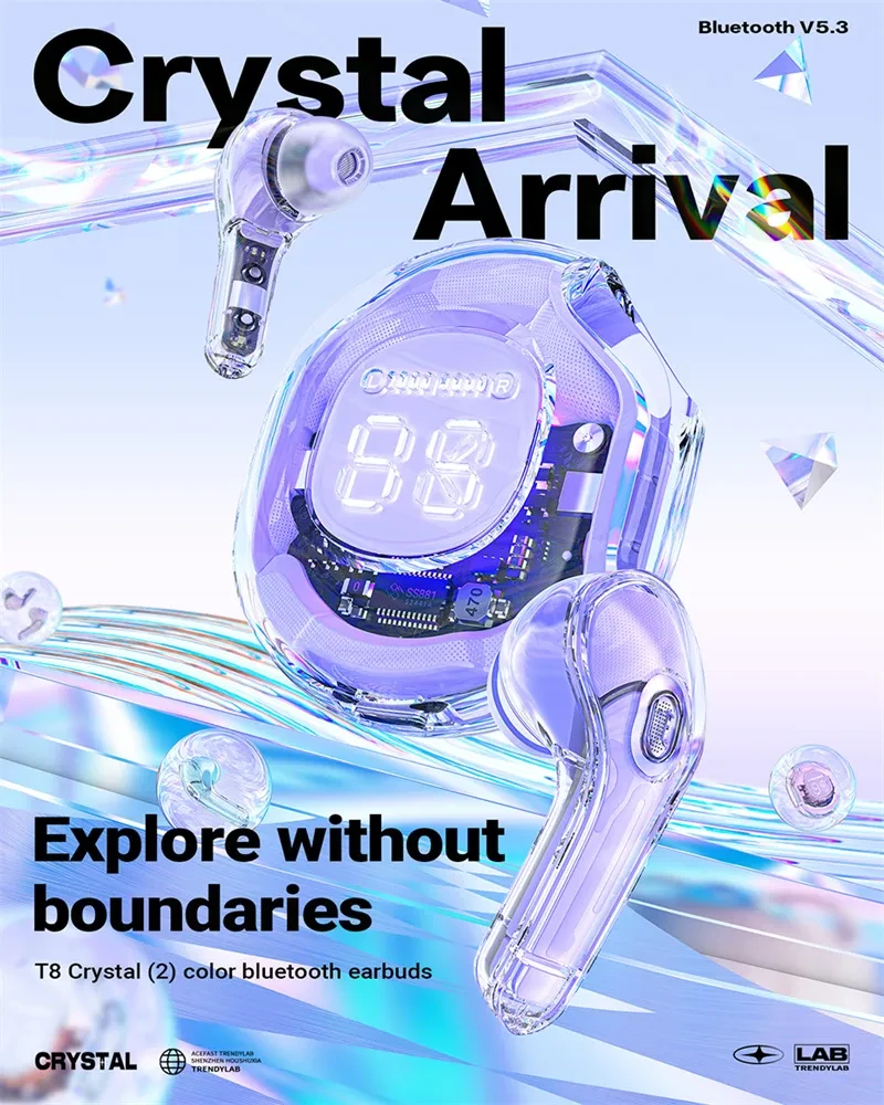 NEW T8 TWS Wireless Earphone Bluetooth 5.3 Headphones Sport Gaming Headsets Noise Reduction Earbuds Bass Touch Control