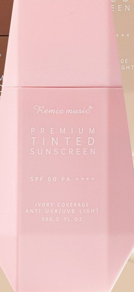 REMIX MUSIC Premium Tinted Sunscreen Ivory Pink White Pink Bottle