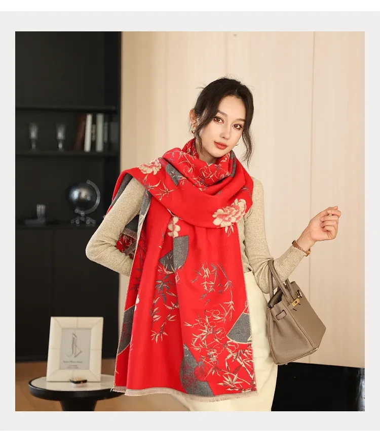 Age-reducing Yellow Cashmere-like Thick Warm Scarf