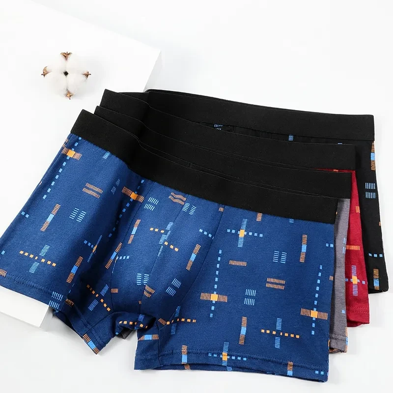 Breathable Printed Summer Thin Plus Size Men's Cotton Antibacterial Boxers Shorts
