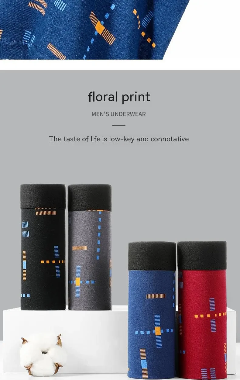 Breathable Printed Summer Thin Plus Size Men's Cotton Antibacterial Boxers Shorts