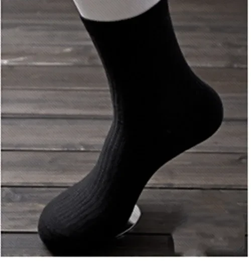 Pure Color Thick Men's Comfortable Pinstripe Cotton Simple Tube Socks