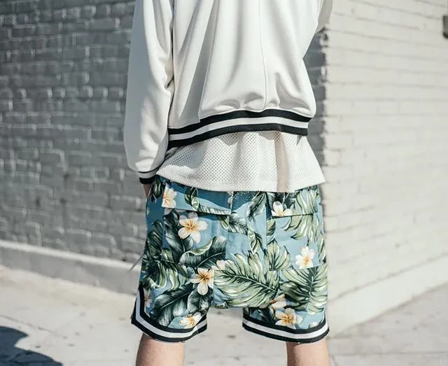 Vintage Casual Loose Fitting Floral Leaf Shorts