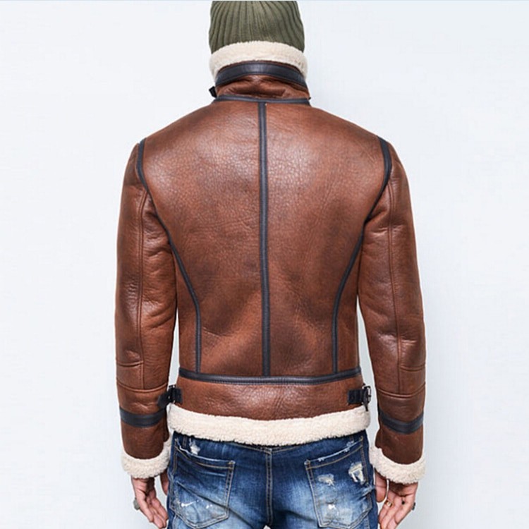 FrostGuard: High-Neck Fur-Lined Leather Jacket