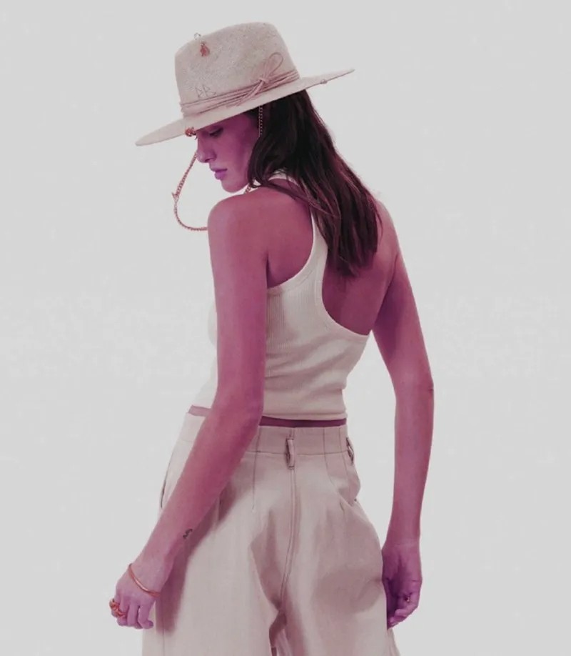 Summer Raffia Sunhat for Women with Chain and Pin Women's Straw Panama Hat