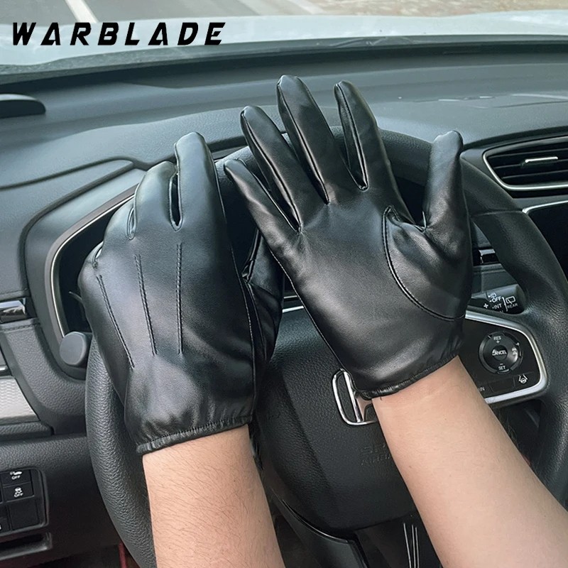 Fashion Men Women Winter PU Leather Gloves