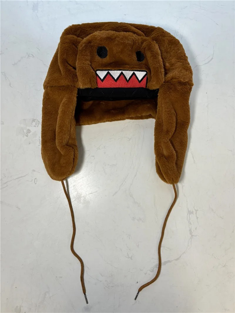 Domo Kun Plush Hat Ushanka  Cute Winter Hat for Men and Women