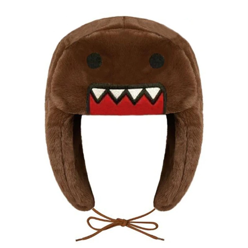 Domo Kun Plush Hat Ushanka  Cute Winter Hat for Men and Women