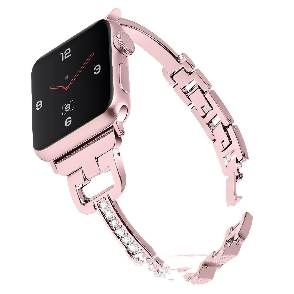 Compatible with Apple, Compatible with Apple , IWatch Smart Watch 12345 D-shaped Metal Diamond Strap